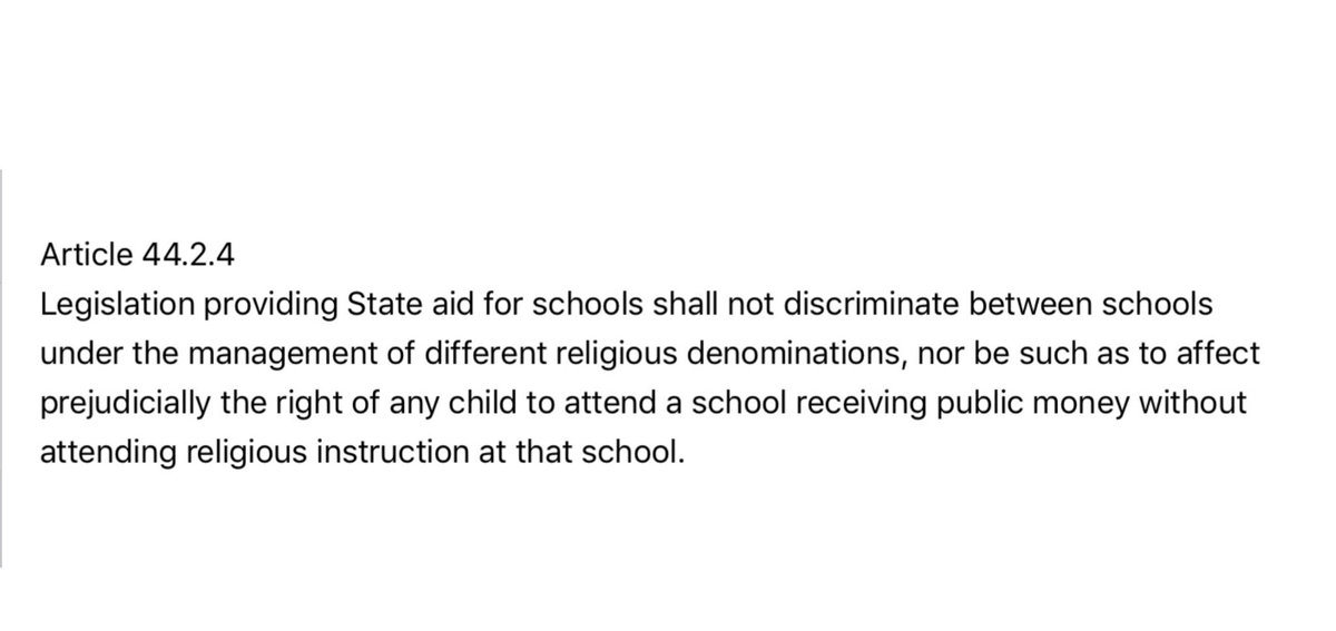 atheistie's tweet photo. Supervising students outside religious instruction class incurs state aid. This is why it is a constitutional condition of state aid to schools &amp; duty of Oireachtas. Sitting in the religious instruction class does not incur any state aid &amp; cannot be said to comply with Art 44.2.4 https://t.co/Fiem24bLrg