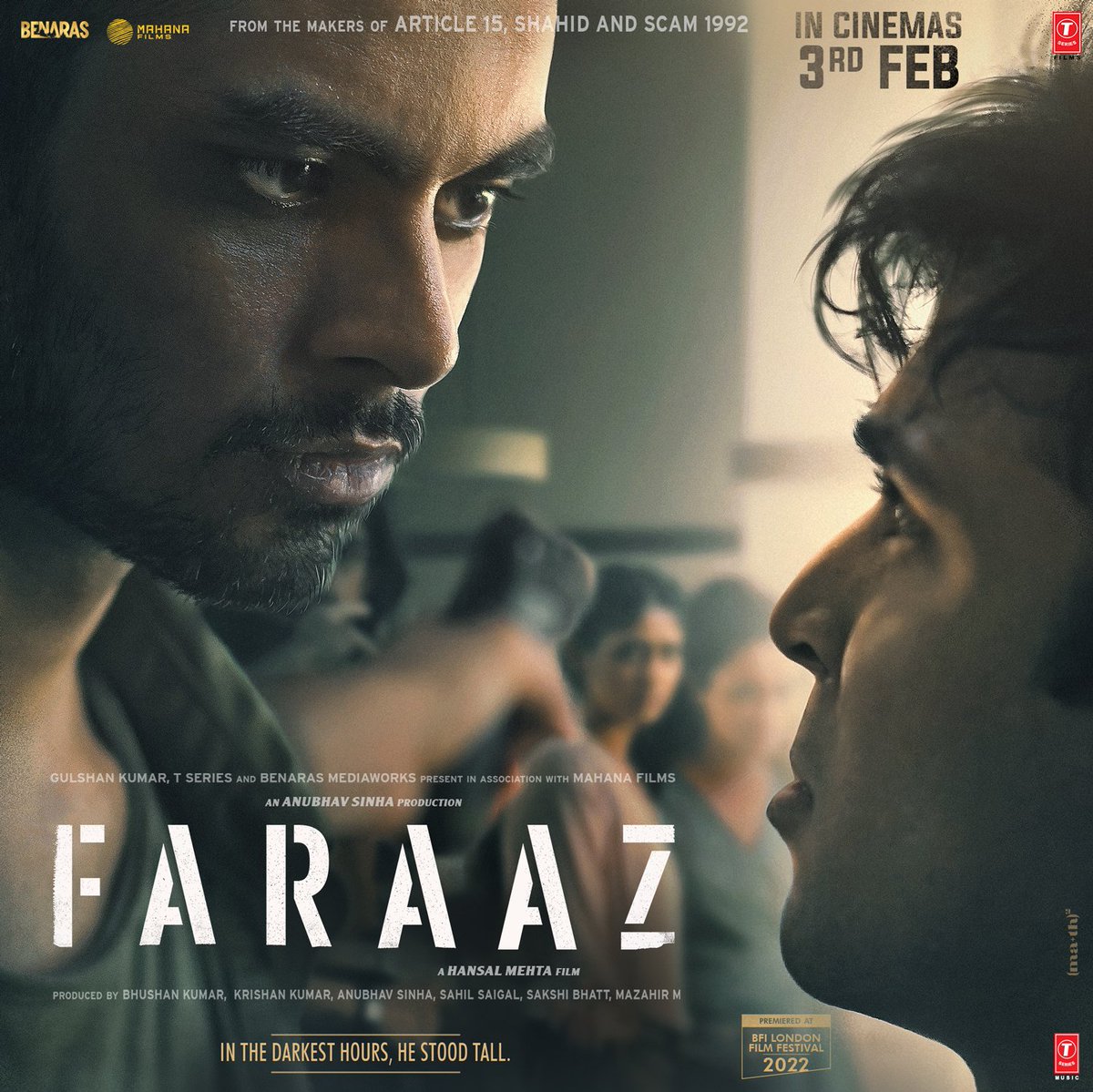 A story about a dark night and a boy who stood tall, #Faraaz is set to release in cinemas on 3rd Feb 2023.

@mehtahansal @anubhavsinha #BhushanKumar #krishankumar #sahilsaigal @sakshib8 @mazahirm #Dhrubdubey #Sagarshirgaonkar #shivchanana @zahankapoor @adityarawal1 #HindiFlixbuzz