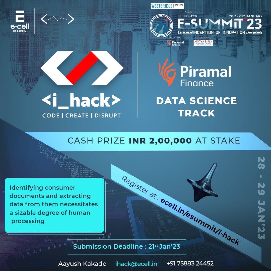 ecell_iitb's tweet photo. Coders!
It's your time to shine!!!
We present to you i-Hack!
An opportunity for students and professionals to show their programming skills and win cash prizes up to 2 lakhs!
Register at https://t.co/jPzBt6cpY5
#ecell #iitb #ihack #prizemoney #cashprize #code https://t.co/8P8wrHpMDT