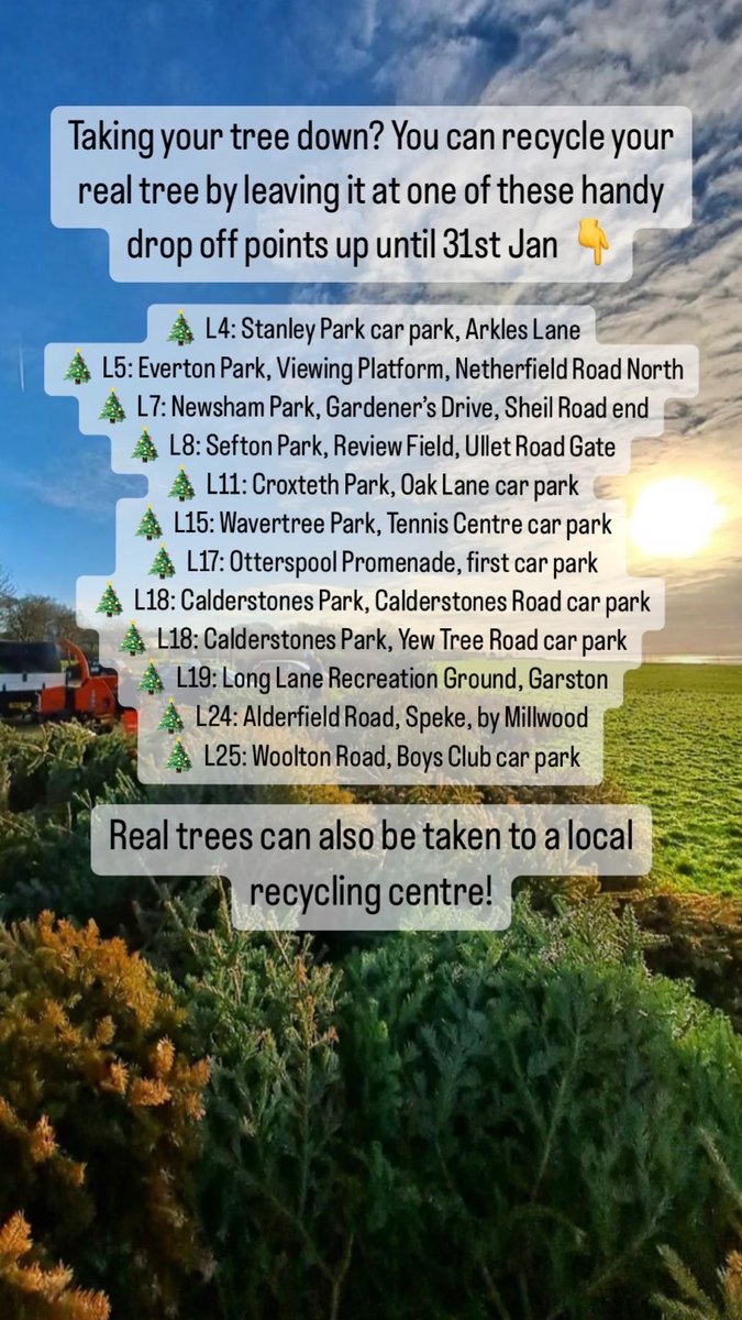 If you celebrated Christmas with a real #ChristmasTree, there's still loads of time to do your bit for the environment by #Recycling your tree at one of these drop off points 👇♻️🌲
#RecycleYourTree