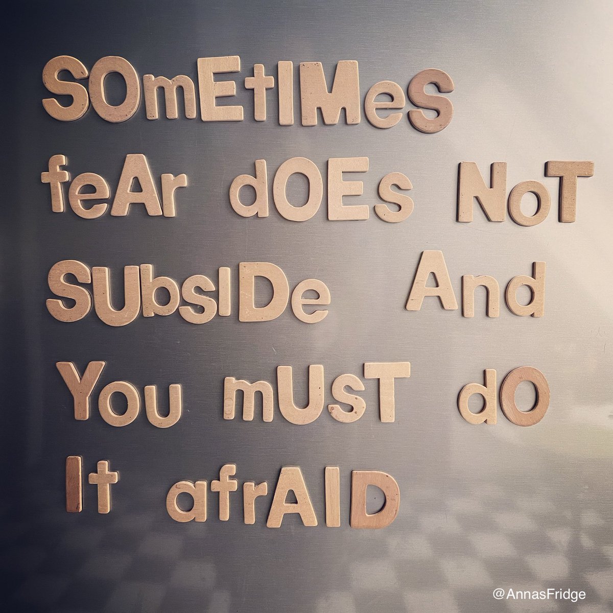 I’ll just do it afraid then. 
#fridgepoetry #fear #doitafraid