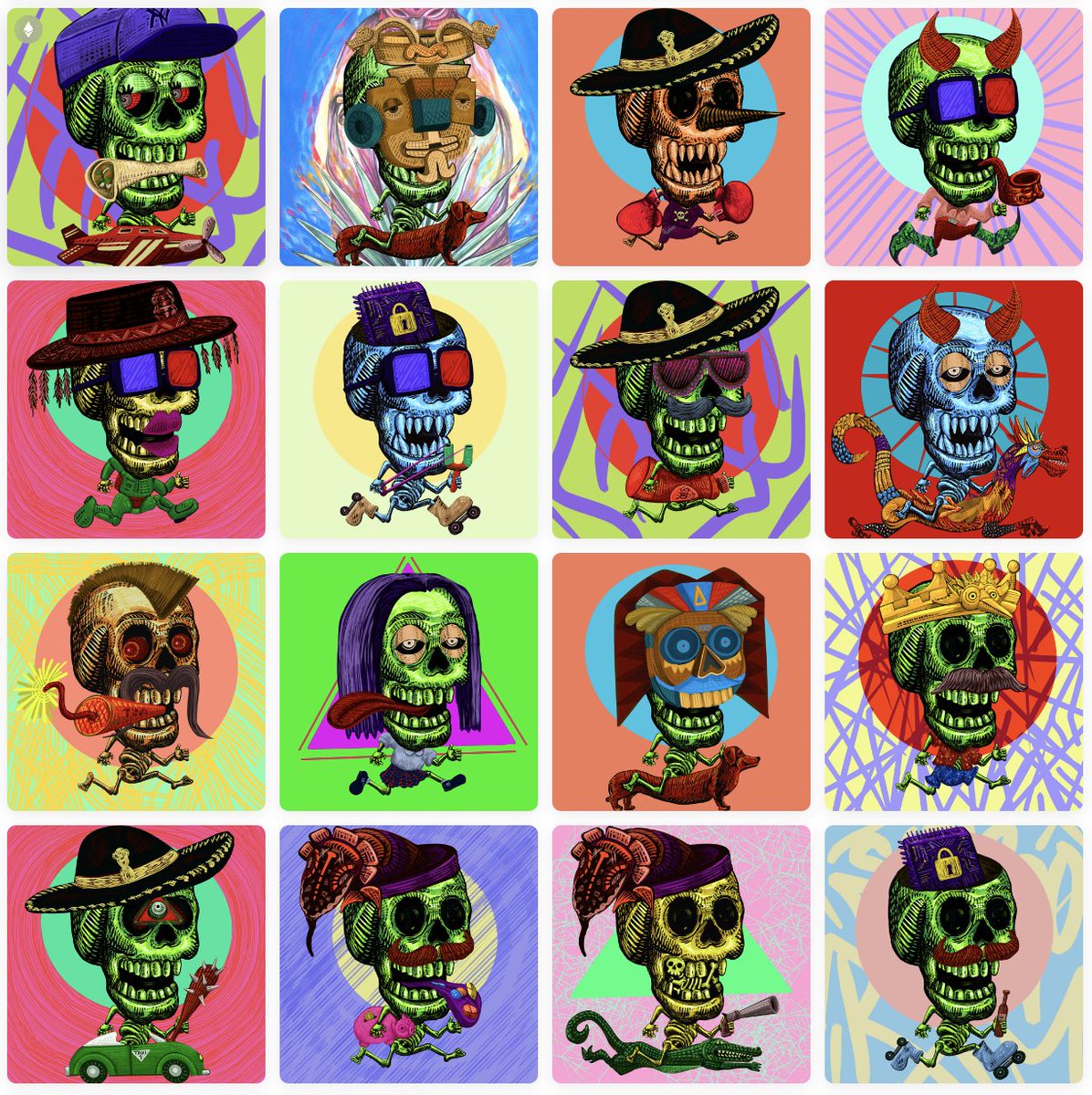 Streetlab_io's tweet photo. The Streetlab Genesis is a collection of 4,444 Free Muertos.

They stand for the freedom fighters, coming back from the dead to guide the Street-Artists toward the digital art scene to echo their voices and fight censorship.

They are the gateway to the whole Streetlab ecosystem. https://t.co/CQ12kxlj48