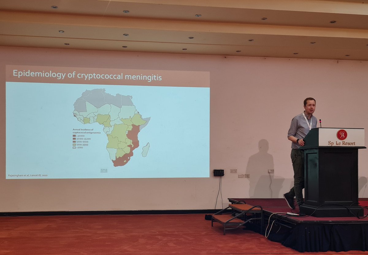 Many of our investigators are participating in #ICCC2023 in Kampala this week. Today, a master class in the clinical management of cryptococcal meningitis with <a href="/drdavidlawrence/">David Lawrence</a> @KylaComins and colleagues from <a href="/SHARECM1/">SHARE-CM</a> discussing implementation of the <a href="/ambitioncm2020/">AMBITION Study</a> regimen 💊💉