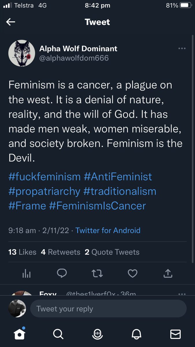Curious_Gntlman's tweet photo. Unfortunately fuckwits like this still exist and think we want to hear there bullshit. “Alpha”. Is a label I detest. Mostly an excuse to be a giant fucking douche canoe. Probablyanother Andrew Tate dick rider. 🙄🙄🙄 #fuckwit https://t.co/vfxo8wzkQG
