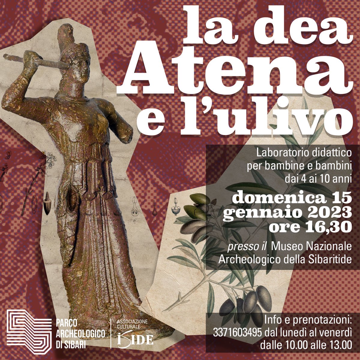 La dea Atena e l'ulivo sarà il tema del laboratorio che domenica 15 gennaio si svolgerà al Museo Nazionale Archeologico della Sibaritide.  È necessario prenotare al 3371603495 dal lunedì al venerdì ore 10-13. Vi aspettiamo! <a href="/MiC_Italia/">Ministero della Cultura</a> <a href="/museitaliani/">museitaliani</a> 

#sibarinprogress