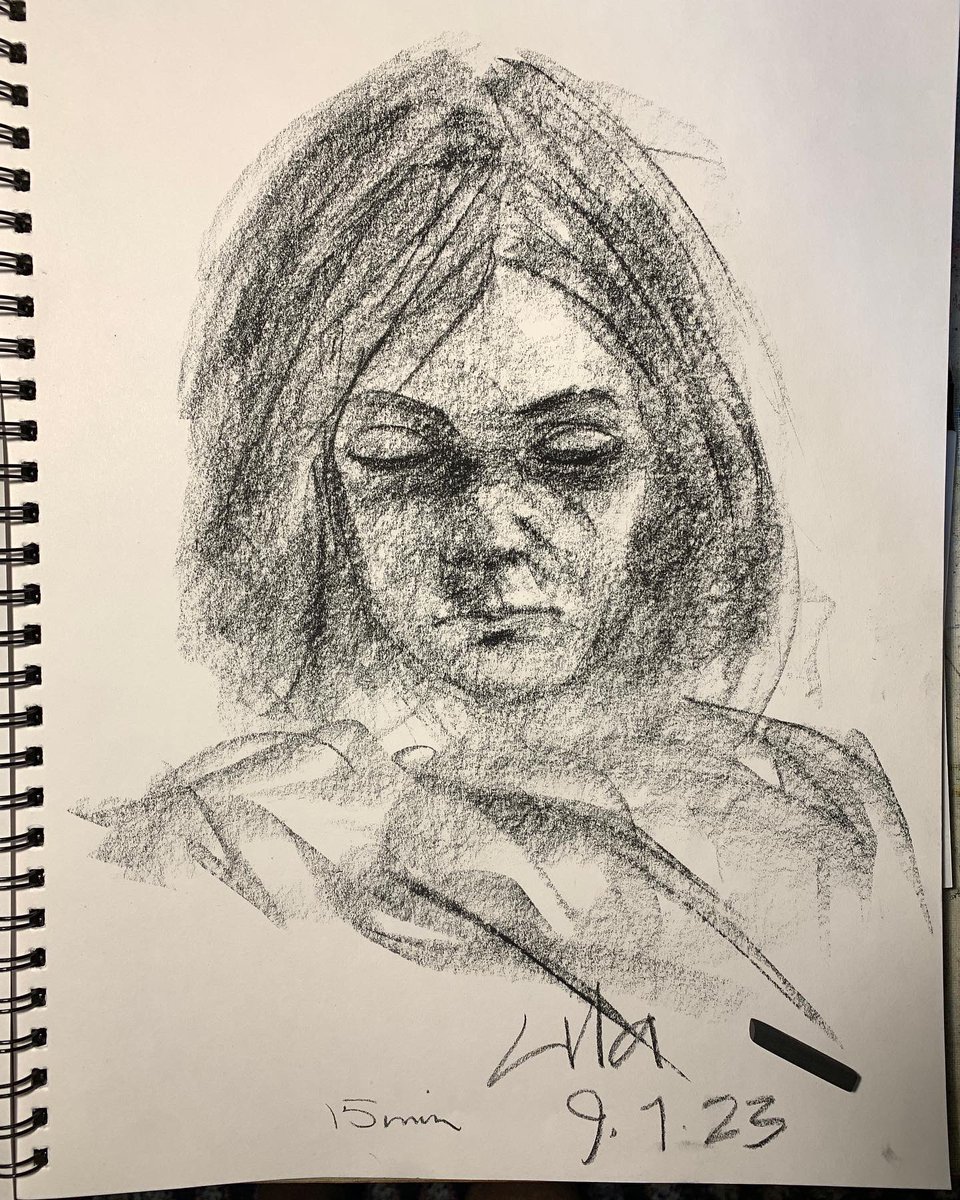 sam_grumont's tweet photo. A quick drawing of our grandkids, who sat still for 10 minutes while reading. #contedrawing #artontwitter #portrait #quickdrawing #gesturaldrawing https://t.co/JT5PN7aW10