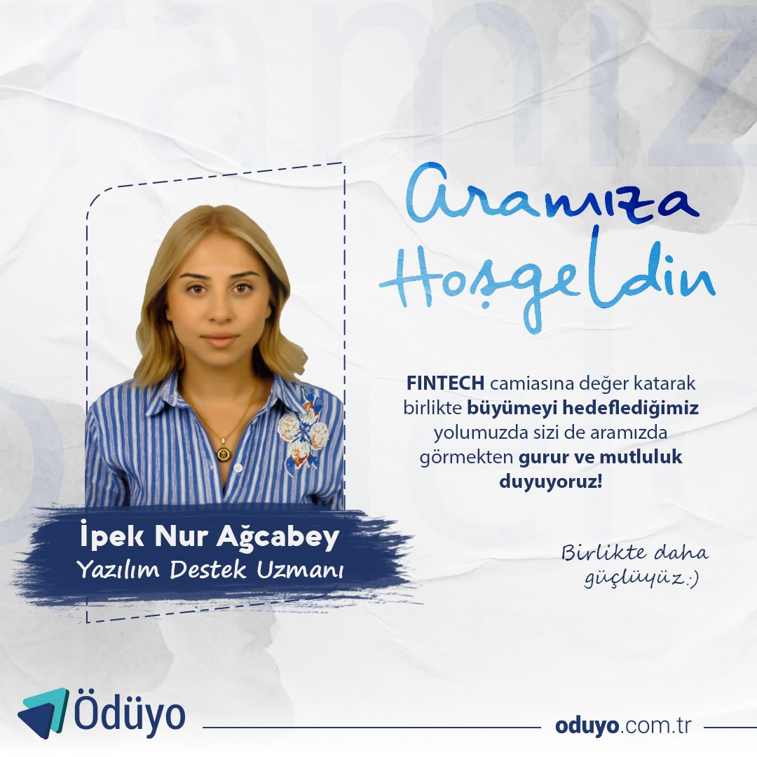 Bugün itibari ile Ödüyo Finansal Teknoloji A.Ş. Arge ekibimize İpek Nur Ağcabey katıldı. Birlikte yeni projelere imza atmak için heyecanlanıyoruz, Aramıza Hoşgeldin İpek Nur Ağcabey !

#ödemesistemleri #fintech #onlinebankacılık #bankacilik #ödeme #fintech #finansalteknoloji