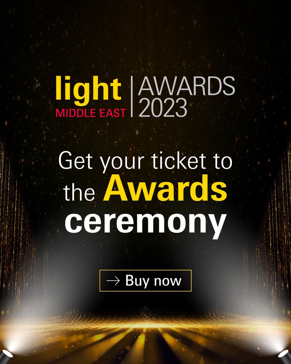 lightbuildingme's tweet image. 📢 Tickets are now open to attend the 9th edition of the Light Middle East Awards, a night of celebration, glory and fame. 
➡️Buy tickets:
➡️ View the 2023 finalists: bit.ly/3VXpfDh
🔗Register now: bit.ly/3eKRc1t

#lightbuildingme #lightME #lightbuildingmeawards