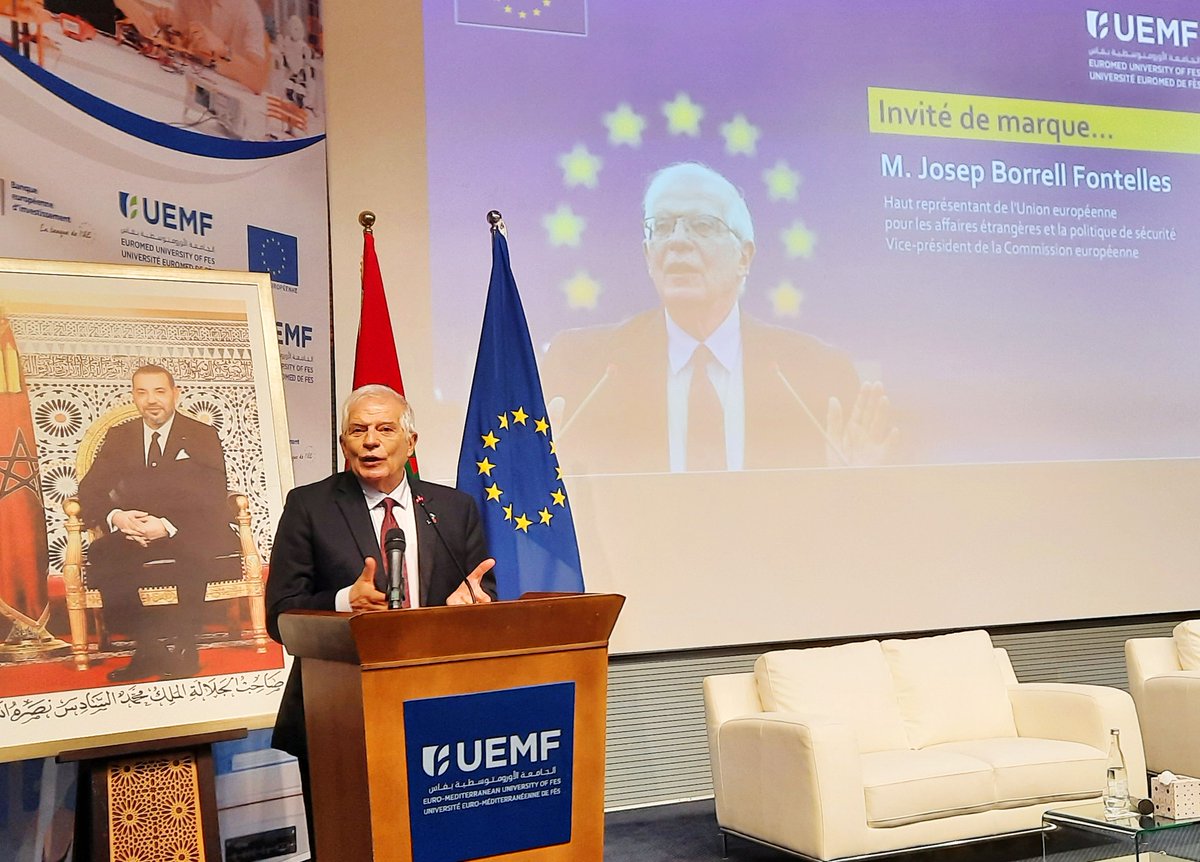 RI_EMAS_'s tweet photo. #Conférence : Visite officielle de S.E.M. Josep Borell Fontelles au Maroc 🇲🇦
L’UEMF a accueilli, vendredi 06 janvier 2023, le haut représentant de l'Union européenne pour les Affaires étrangères et la politique de sécurité et vice-président de la CE, M. Josep Borrell Fontelles. https://t.co/grwmBI6Nf7