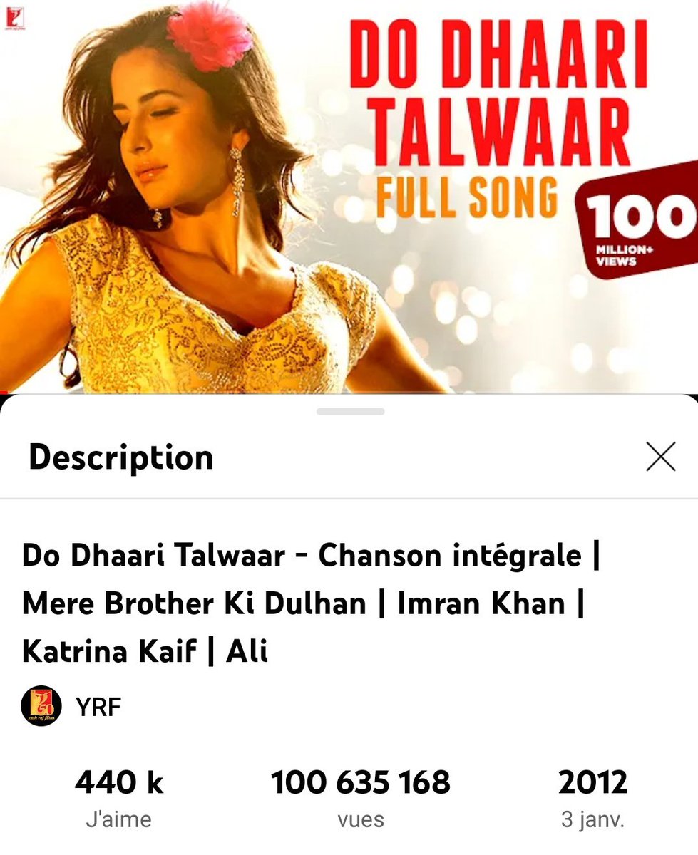 kat16kaif's tweet photo. #DodhaariTalwaar song from #MBKD film reach 100M views on YouTube and become number 33β¨ for #katrinakaif to reach 100M
#aliabbaszafar #ImranKhan #alizafar https://t.co/Ahks7T5IHg
