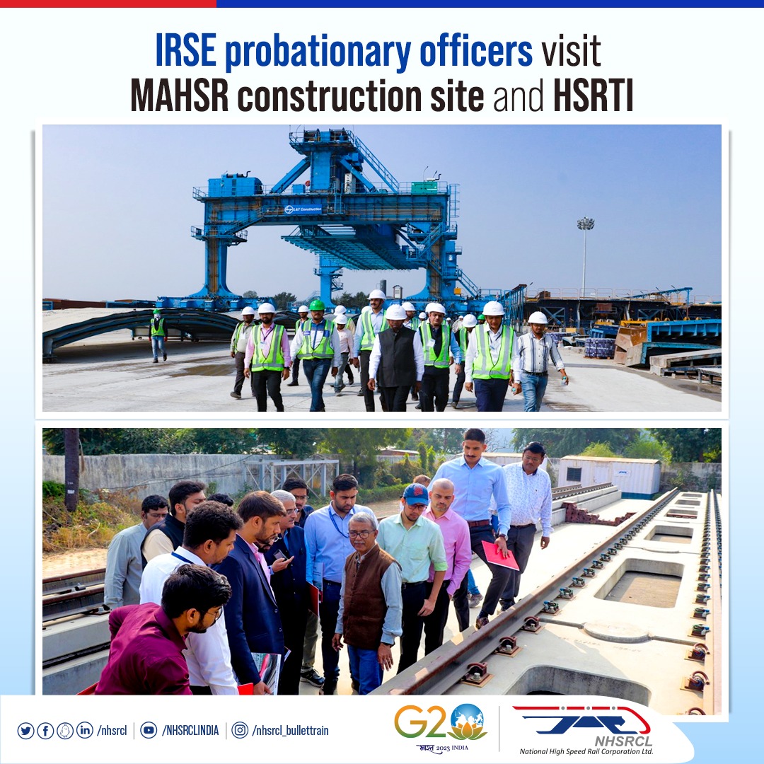 nhsrcl's tweet photo. #NHSRCL organized a visit of Indian Railways Services of Engineers (IRSE) Probationers to the High-Speed Rail Training Institute (HSRTI) and #MAHSR construction site for a closer understanding of the project. @RailMinIndia https://t.co/n5Nh6XNjNv