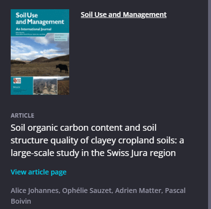 SUMjournal's tweet photo. ***NEW***
This large-scale study of clayey cropland soils found that whilst #soil texture determines potential SOC contents, farmers can improve soil physical properties by managing SOC. 
@Soil_Science @ejsoilscience @agroscope @JOHANNESAlice1 
https://t.co/t81bEKIULh https://t.co/Uewf9Cxqqu