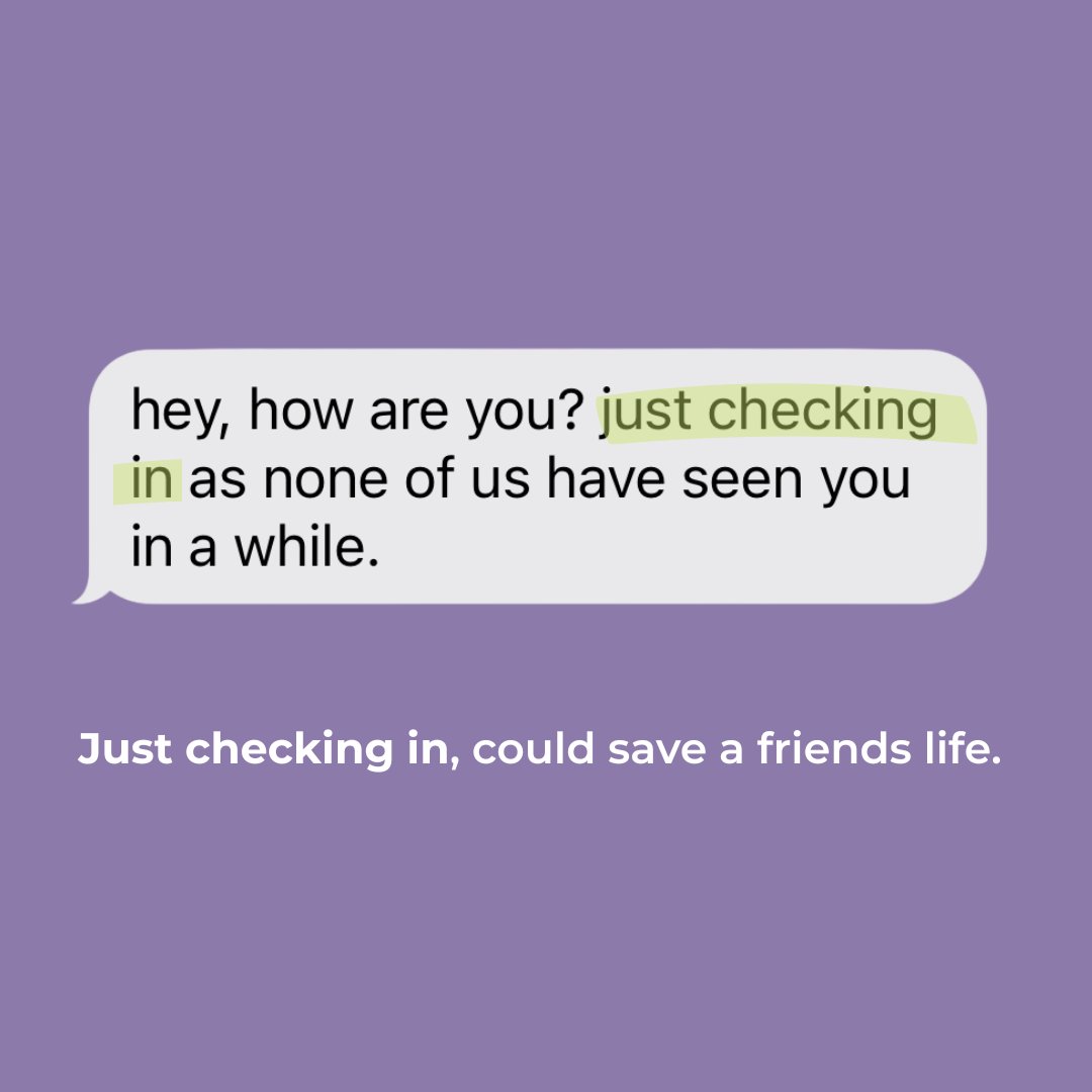 we all know life gets a little busy sometimes... 🧠💻📝

a simple text could get someone talking.

just checking in, could save a friend's life. 💜

#mentalhealth #justcheckingin