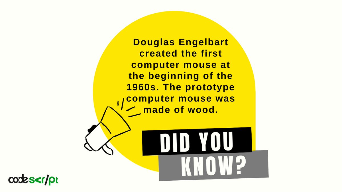 codescript_'s tweet image. The first computer mouse was made of wood.
#techfacts
#codescript
#codescriptCommunity