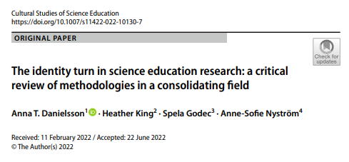 Research on #ScienceIdentity has been increasingly important in understanding inequalities in science participation. 

In this #OpenAccess review paper @cssejournal, we reflect on the growing field and hope to contribute to future discussions. 
@ScienceSig @_ScienceCapital