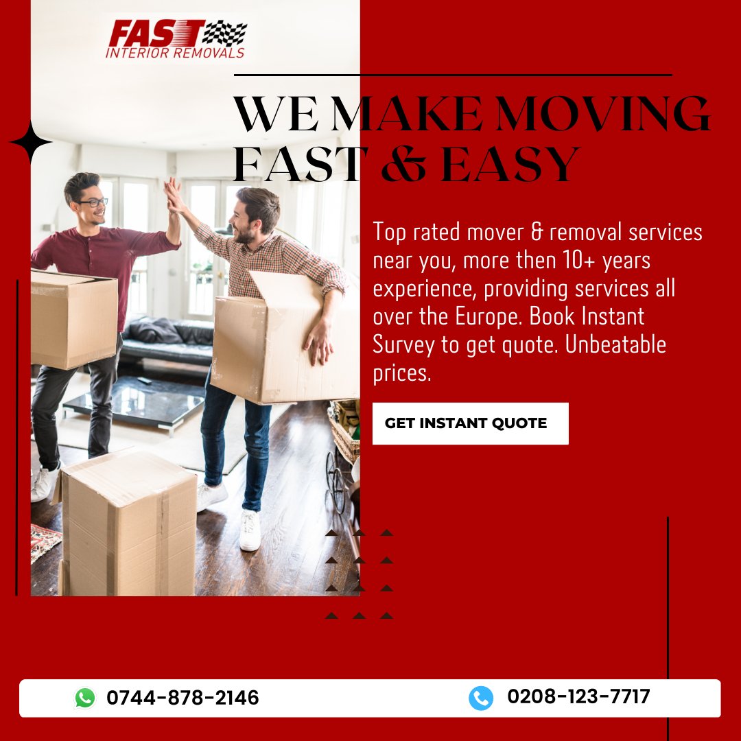 The Best Moving Company
In The London - Fast Interior Removals Ltd.

Fast Interior Removals Ltd is a vibrant young relocation company that prides itself on the high level of personalized service it gives. We’re London based removal company, over 10 years  experience
