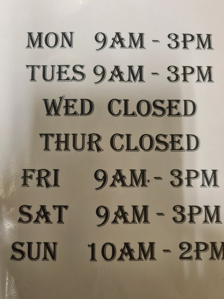 Trying some new opening hours.
