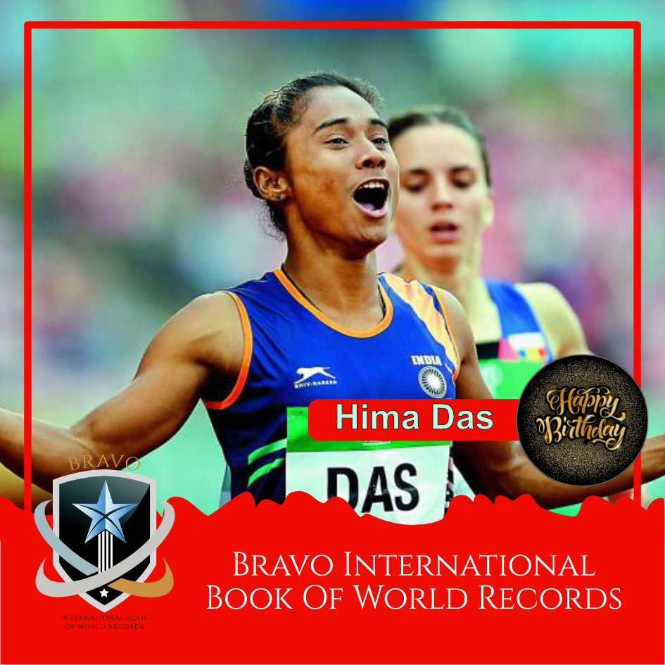 RecordsBravo's tweet photo. Champion of the Champions, Miss Hima Das, Happy Birthday to you.

#himadas #worldrecord #bravoworldrecord https://t.co/8mWTSQDC9b