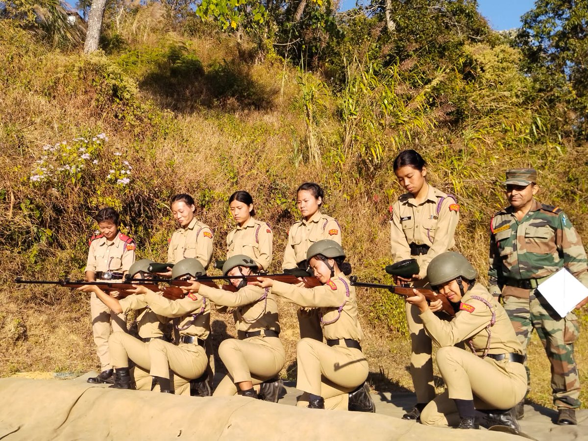nccner's tweet photo. Sgt Chubamayang, FA College, Mokokchung was adjudged ‘Best Shooter’ in the 0.22” Rifle Shooting Competition scoring a 2cm grouping. L Cpl Gaijenbung, St Xavier, Jalukie stood second. The event was part of the NCC CATC being conducted by 25 Naga Bn NCC since 05 Jan 23.@HQ_DG_NCC https://t.co/GPCrP8Swvl
