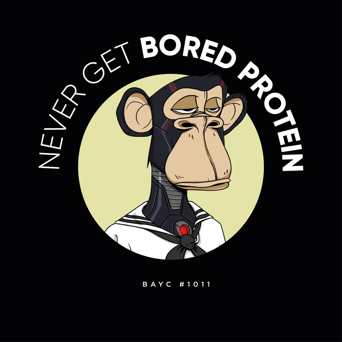 Special thanks to <a href="/GorillaMonkey13/">Monke🍌</a> to use the IP rights of #BAYC #1011

Check out our new mascot and logo of our Never Get Bored Protein.

<a href="/BoredApeYC/">Bored Ape Yacht Club 🍌</a>