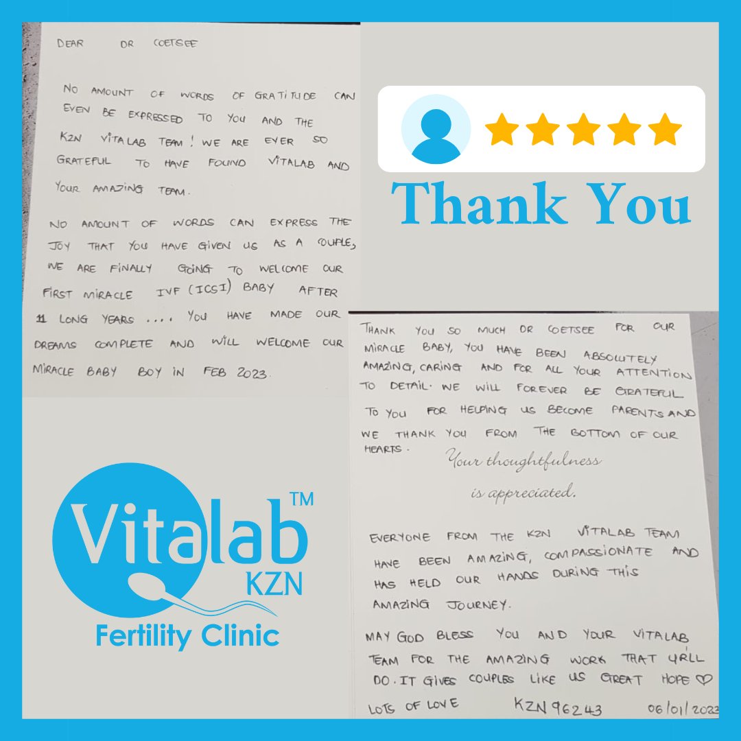 Best way to start our Monday (&amp; new year), receiving this lovely thank you letter from our patient at VitalabKZN, who is expecting their miracle baby boy now in Feb 2023 after 11 long years of trying to conceive! vitalab.com #ttc #infertility #fertility #ivfsuccess