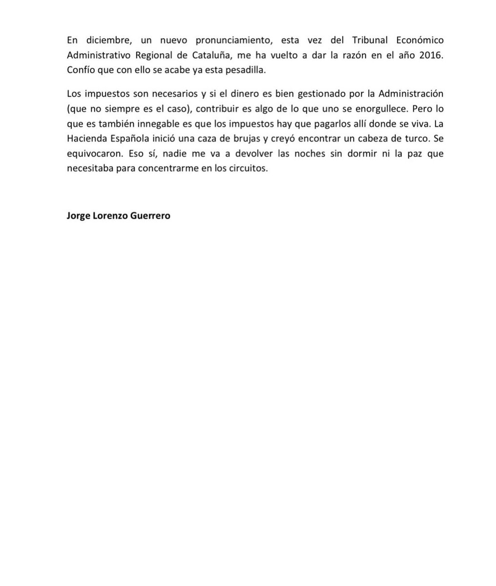 lorenzo99's tweet image. Recientemente ha salido publicada en diversos medios una serie de noticias sobre los contenciosos que he mantenido con la Hacienda Española. Quiero escribiros unas breves líneas para daros mi visión de lo sucedido.