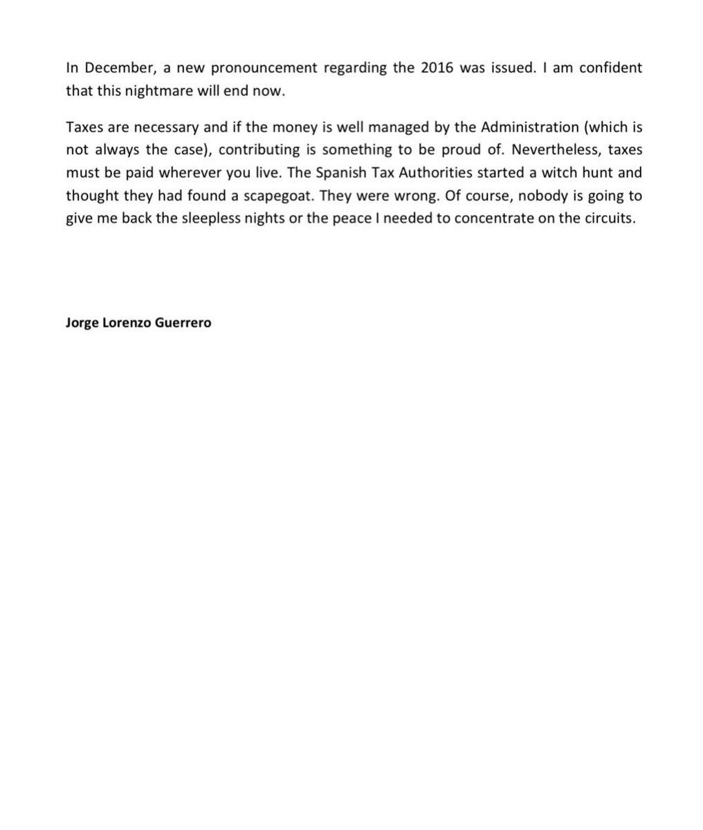 lorenzo99's tweet image. Recientemente ha salido publicada en diversos medios una serie de noticias sobre los contenciosos que he mantenido con la Hacienda Española. Quiero escribiros unas breves líneas para daros mi visión de lo sucedido.