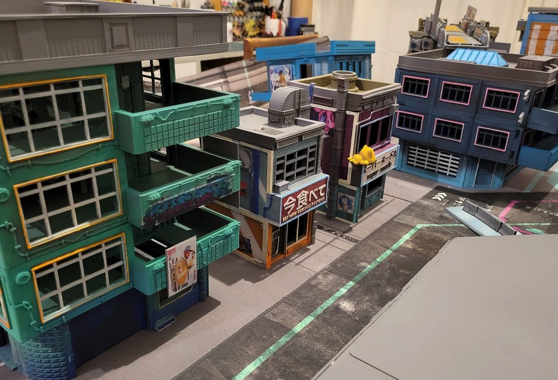 Corvusgamester1's tweet photo. Gorgeous #cyberpunk setup by a customer using Corvus Games Terrain buildings. https://t.co/2Nvub6BWHB #3Dprinting #wargaming #judgedredd #infinitythegame #realitysedge #marvelcrisisprotocol #tabletopgames #scifi #stargrave https://t.co/UDyVeizoGz