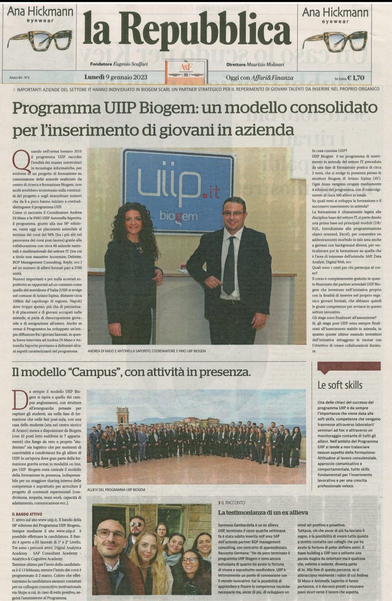 Ripartono le attivita' del Programma Uiip. Oggi su Repubblica.