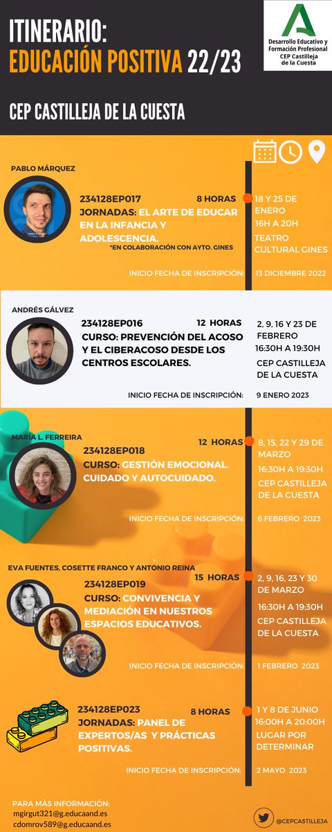 Abrimos inscripción de una nueva actividad del Itinerario Educación Positiva: PREVENCIÓN DEL ACOSO Y EL CIBERACOSO DESDE LOS CENTROS ESCOLARES. Ponente: Andrés Gálvez ➡️juntadeandalucia.es/educacion/secr…