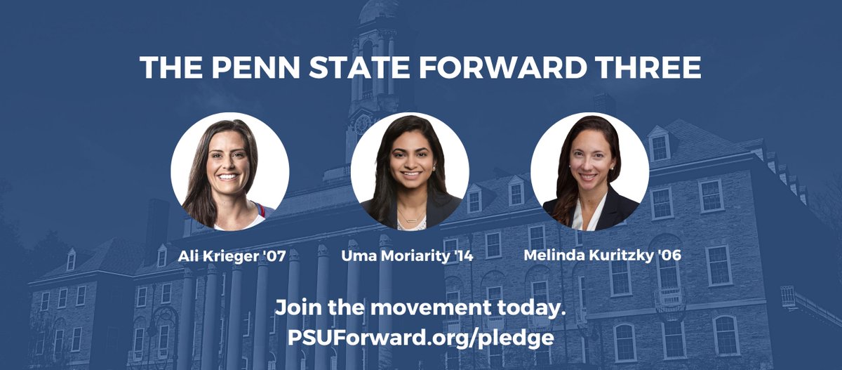 BREAKING: 3 incredible alumnae will run for Penn State's Board of Trustees on a bold vision to make #PennState a climate &amp; equity leader, promote democratic decision-making, and protect workers' rights.

Pledge to support them: psuforward.org/pledge.