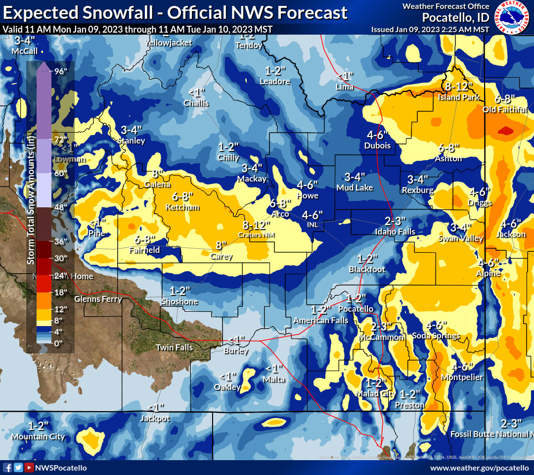 NWS Pocatello on Twitter "Here is the updated snow forecast for