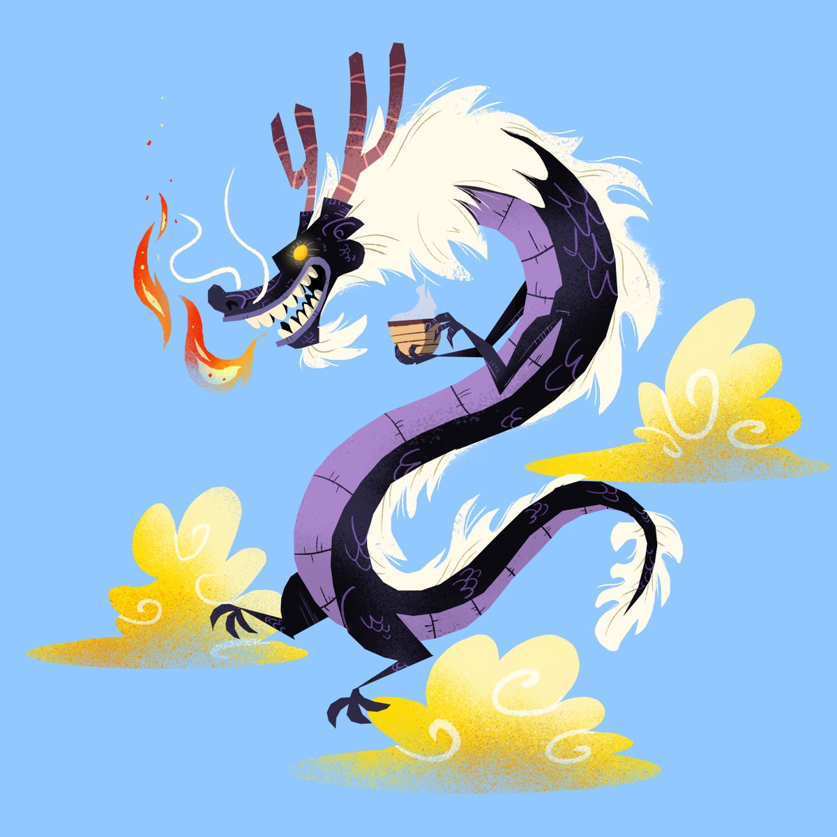 no humans dragon fire sharp teeth blue background teeth yellow eyes  illustration images