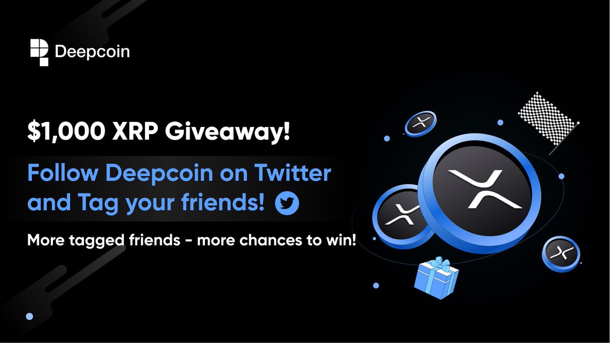 🔥 $1,000 XRP Giveaway 🔥

💸💸 20 people will share the prize 

💎 Follow <a href="/Deepcoin_Daily/">Deepcoin Daily</a> &amp; <a href="/deepcoin_news/">Deepcoin News</a> 
💎 Like, Retweet &amp; comment your #Deepcoin UID
💎 Tag minimum 2 Friends 

⏱️ Lucky Winners will be announced January 13th

#Deepcoin #Giveaway2023 #XRP