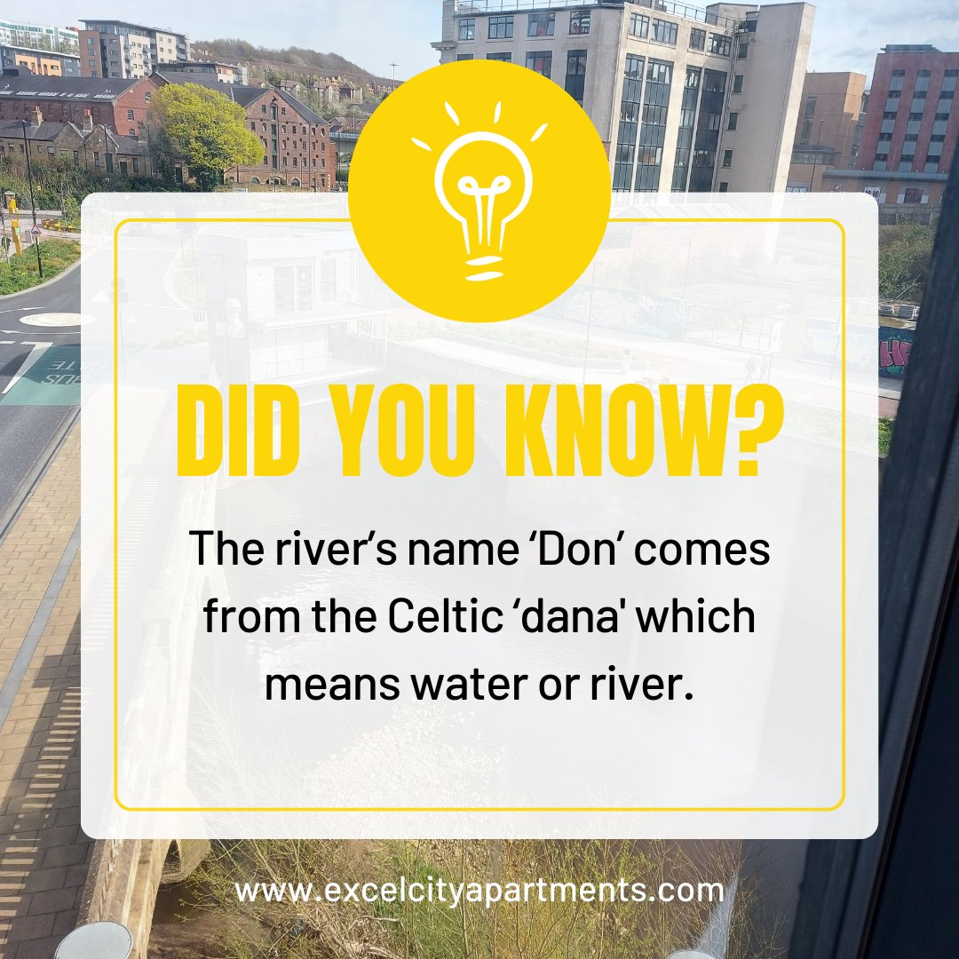 🤔Did you know that the river’s name ‘Don’ comes from the Celtic ‘dana' which means water or river?

#SouthYorkshire #RiverDon #Sheffieldissuper #Visitsheffield  #servicedaccommodation #placetostay #sheffieldbusiness #contractorlife #youngprofessionals #contractoraccommodation