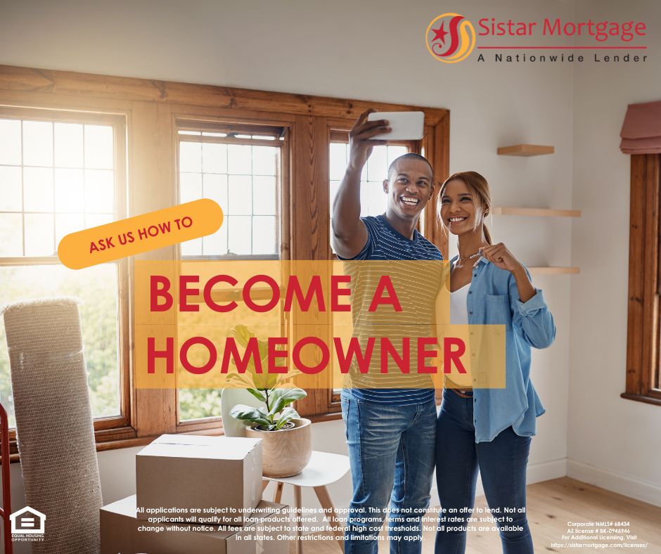 SistarMortgage's tweet photo. Do you want to become a #homeowner? Don't know where to start? Discover each step of the home buying process by calling us today at (888) 841-4238 and get one step closer to moving into your #newhome #mortgage #buyahome #SistarMortgage #homebuyingtips https://t.co/VIq3nPQqbu