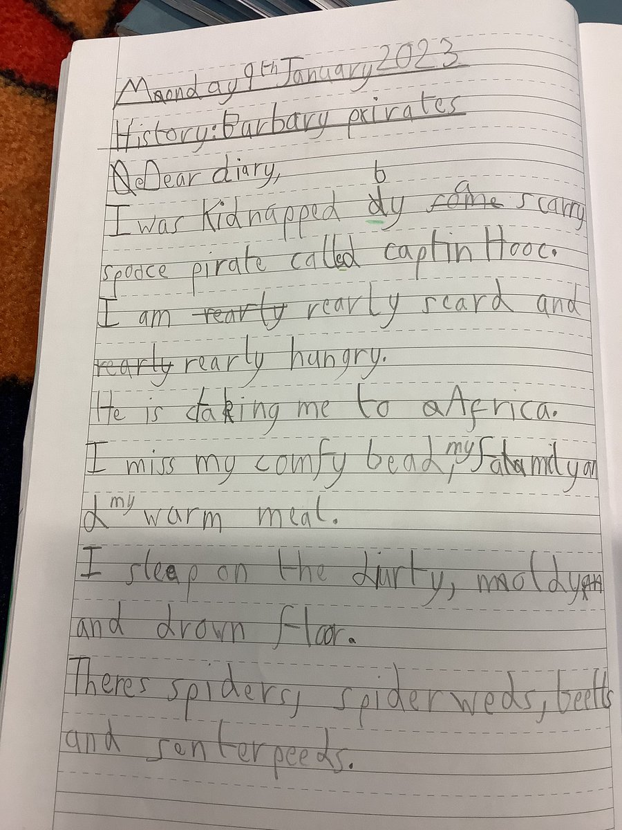 nhpyr2's tweet photo. We are delighted to share our fantastic work. Today, in History, we learned about the Barbary pirates. Next, we wrote a diary entry and pretended to have been kidnapped by some evil pirates. https://t.co/e8LCdNvQz5