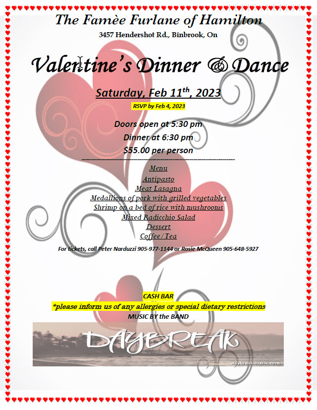 DaybreakMusik's tweet image. A Valentine's Dinner Dance seems like the perfect way to reconnect with friends and fans! Join us on Saturday, February 11 at Famee Furlane! RSVP by February 4.