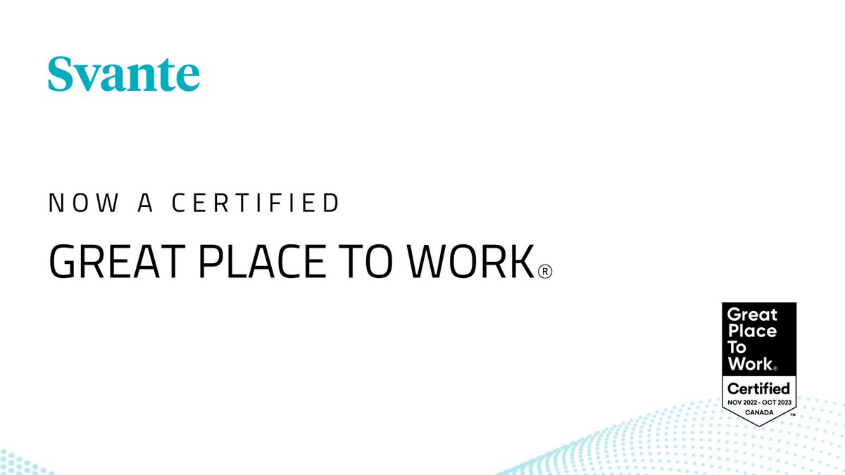 We're pleased to announce that we've become #GreatPlacetoWork Certified! 

“This certification speaks to the ethical &amp; inclusive culture we strive to achieve..." via Claude Letourneau, our President &amp; CEO. svanteinc.com/2023/01/09/sva…
.
.
.
#bcjobs #werehiring #engineeringjobs #ccus