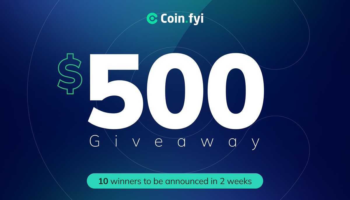 We're kicking off 2023 with another community giveaway!

From Jan 9th to 23rd, try your luck &amp; win a share of our $500 #Giveaway Pool
✅ To Enter ⬇️
➡️ Follow 
@CoinFyi

➡️ Like, RT &amp; Tag 1 Friend
➡️ Complete all #Gleam tasks: gleam.io/competitions/C…

Good luck!