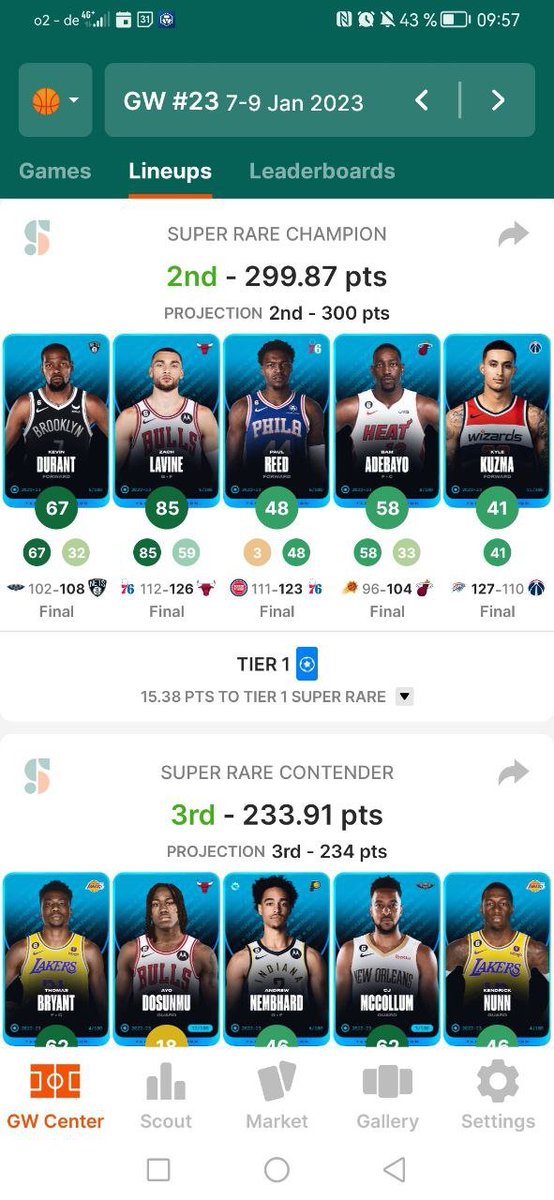 .@SorareNBA what a gw ❤️🔥

Soon there will be cool news. Playsharper 🤝 NBA