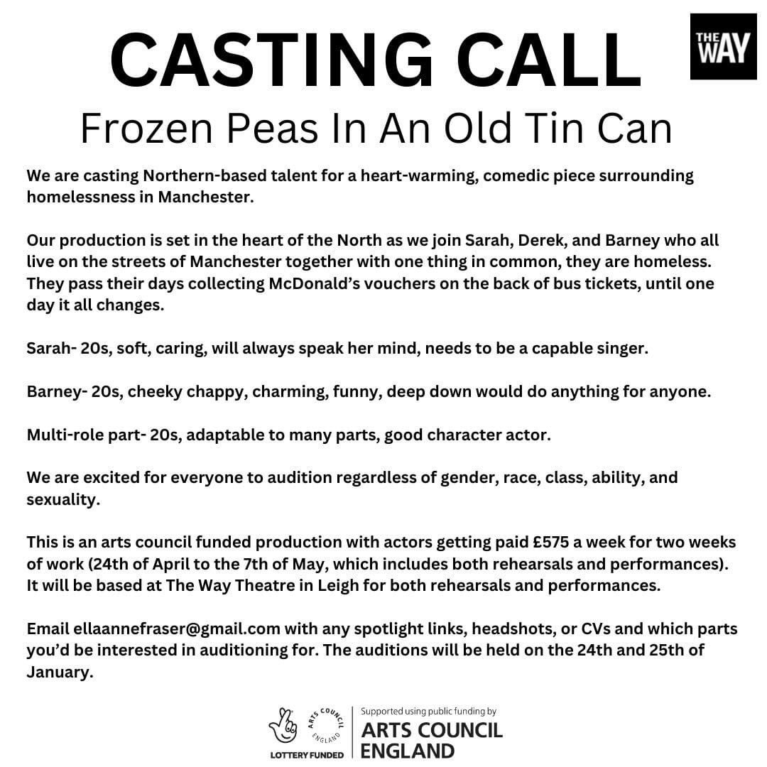 So the show I’ve written and directing has got arts council funding (whahey!) please give this a share, I’d really appreciate it! Deadline to apply is a week today x