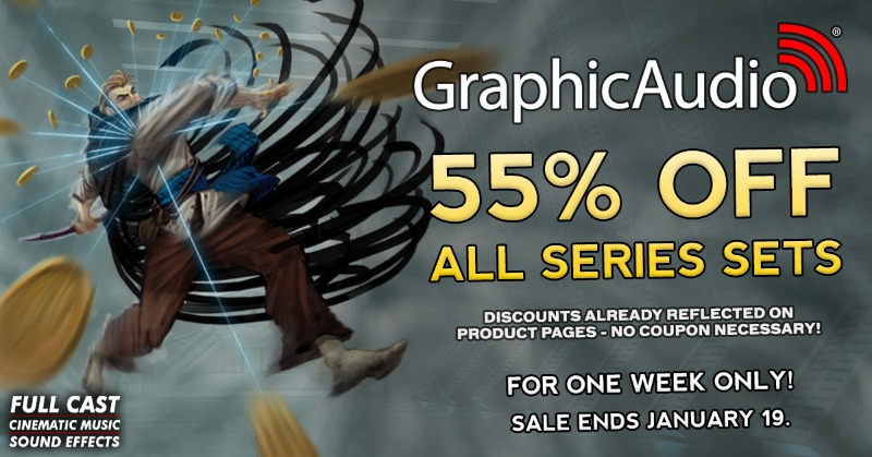 Save 55% Off All Series Sets at GraphicAudio through January 19! We have 160 Full Cast Audiobook Series Sets to send your mind inside an adventurous fantasy, romantic drama, wild west or science fiction world! graphicaudio.net/our-production… #audiobooks #audiobook #reading #listening
