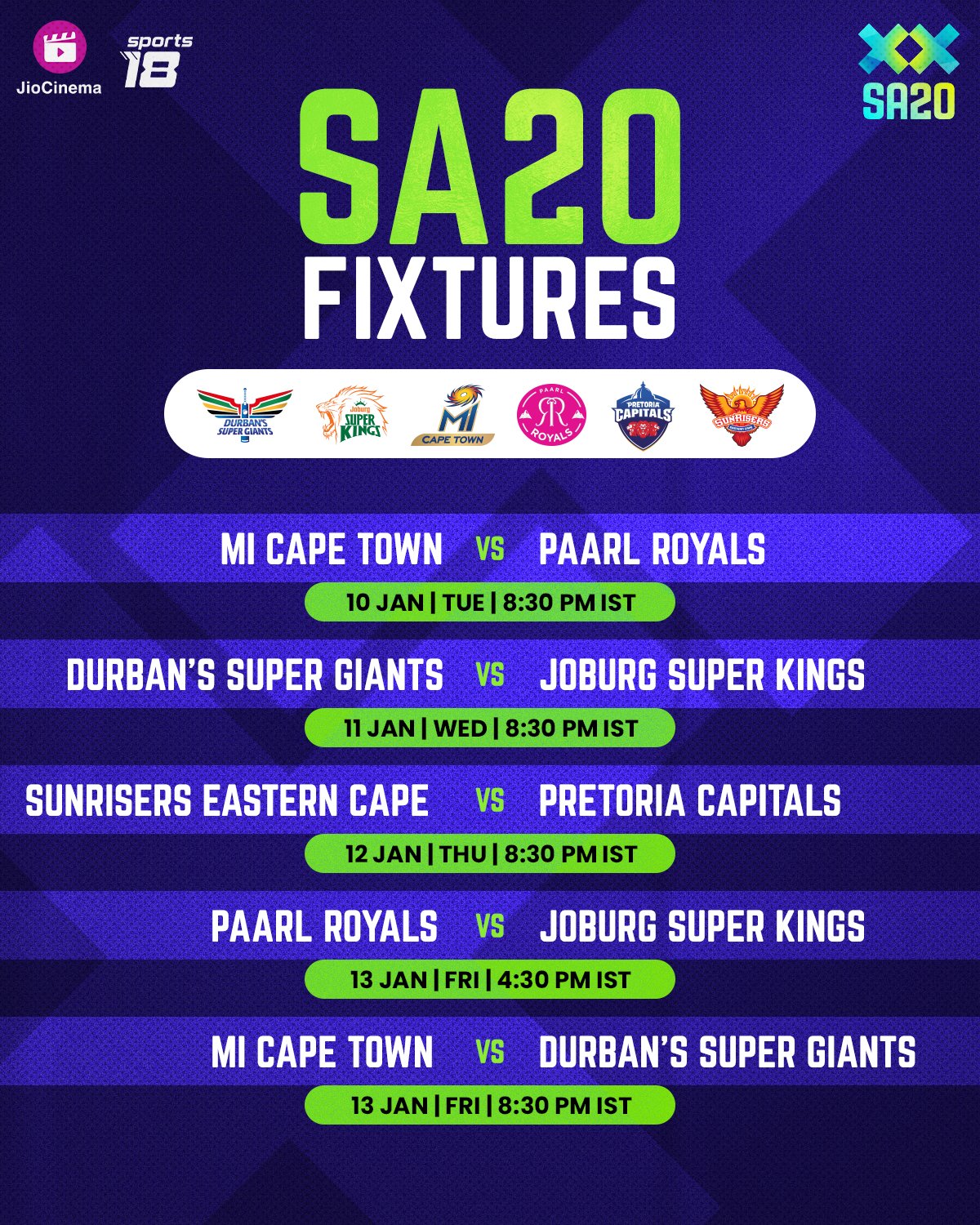 JioCinema on Twitter "Dropping the SA20League schedule again, just in