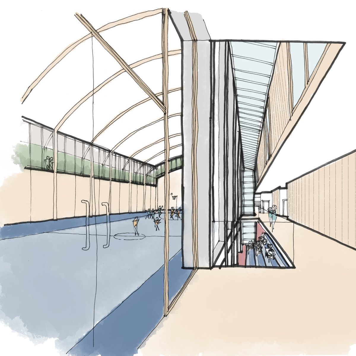 IIDArchitects's tweet image. Sketching. Ideas for a sports centre nestled into the woods #ideas #sketching #visualise #sport #fitness #daylight #architecture #designprocess #iidarchitects