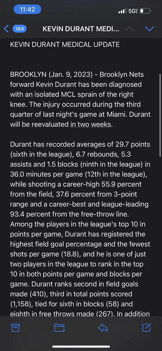 Kevin Durant's knee injury not as bad as last year's?