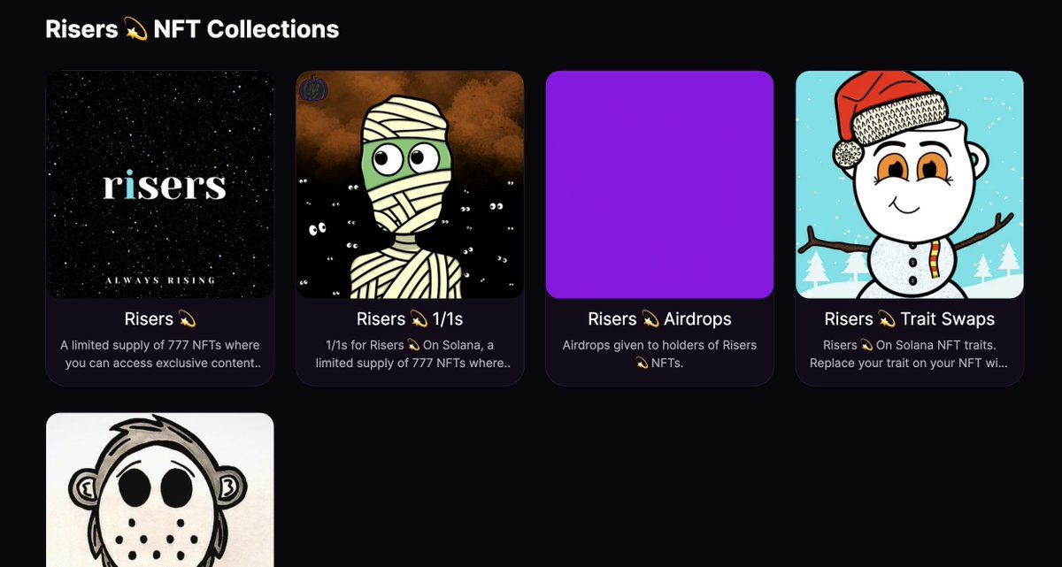 The <a href="/RisersNFT_SOL/">Risers 💫 ($SOL)</a> Creator Page is now live!

magiceden.io/creators/riser…

Thank you 🙏 <a href="/MagicEden/">Magic Eden 🪄</a> &amp; <a href="/chartfu/"></a> for all the grinding and building y'all are doing. Much appreciated. ❤️