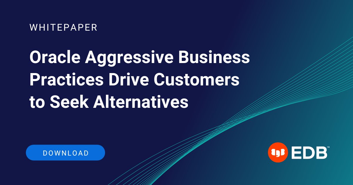 johnnyq72's tweet photo. In this #whitepaper, we explore how #Oracle is limiting leaders like you, why so many organizations have decided to migrate and the alternatives that could help your organization build truly modern applications. 

https://t.co/KW7MeO8neH

#BreakFreeFromOracle #OracleToPostgres https://t.co/ZblenThLdP
