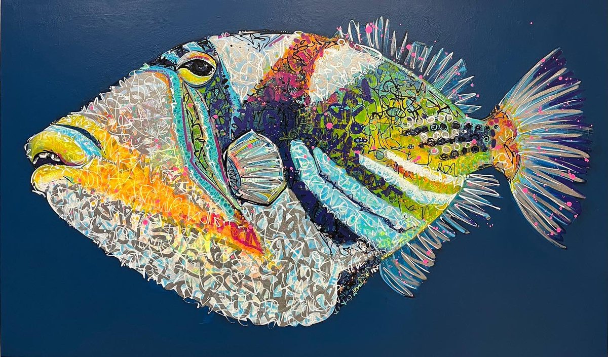 kryart's tweet photo. Just thought I’d show off this Humuhumunukunukuapua'a. This one was fun to paint! https://t.co/awqJV0ztOm