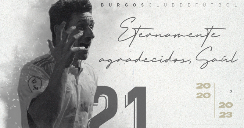 Burgos_CF's tweet photo. OFICIAL | Adiós al Turu, el héroe de Almendralejo.

El asturiano Saúl Berjón, autor del gol del ascenso a Segunda División en 2021, finaliza su etapa en el Burgos Club de Fútbol.

#GraciasSaúl